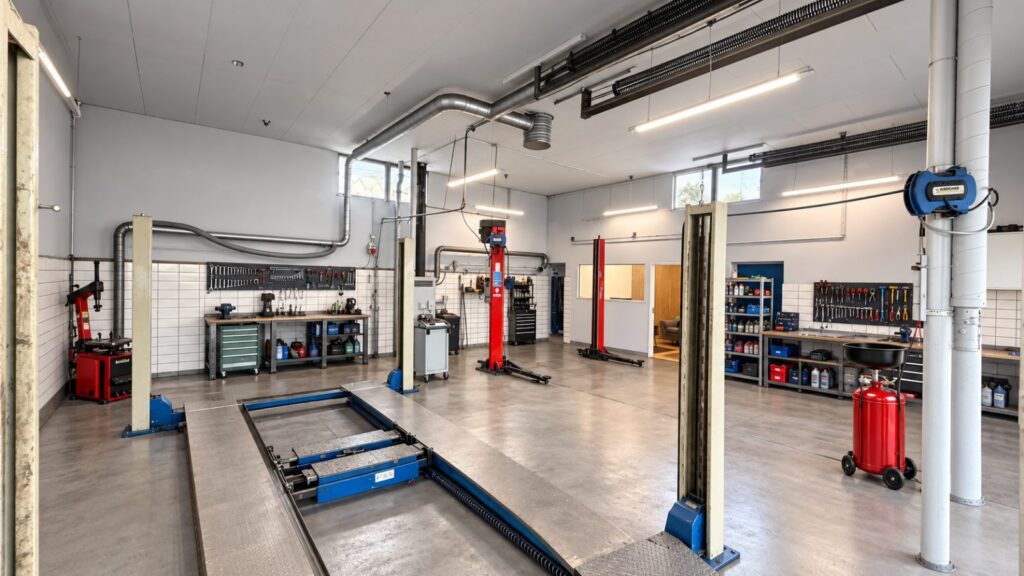 Værkstedet hos MekanAuto set indefra